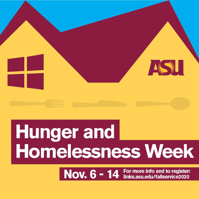 ASUWestEngage's tweet photo. ASU West Sun Devils have the opportunity to participate in opportunities all week long to make a positive difference in the local and global community! In recognition of Hunger &amp; Homelessness week, Changemaker will be supporting Sun Devils as they strive for a better tomorrow! https://t.co/vuZIuzG4pk