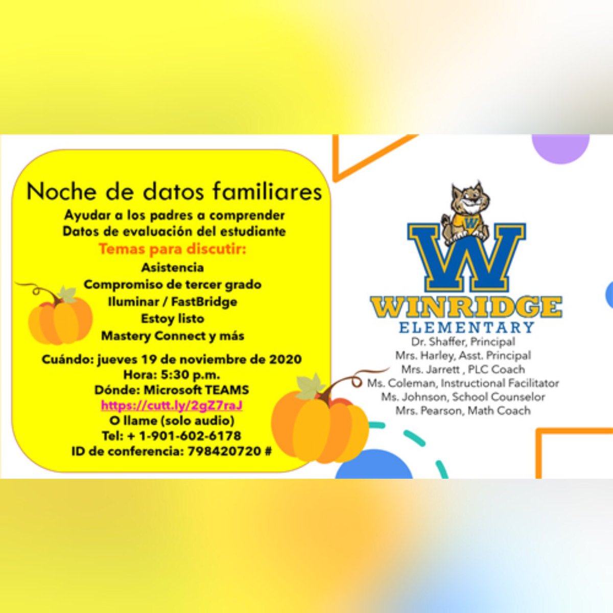 WinridgeE's tweet photo. Come Join Us for Family Data Night Thursday, 11/19/2020@ 5:30 pm https://t.co/If7bUUcAOn