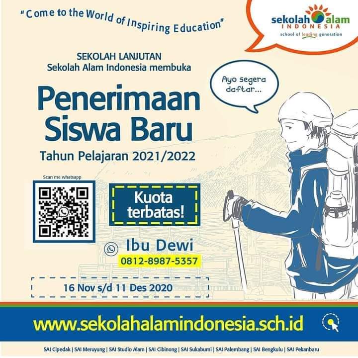 info penerimaan siswa baru Sekolah Lanjutan (SL) <a href="/SekolahAlamID/">SekolahAlamIndonesia</a>