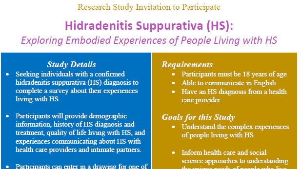 Launching a new study on #HidradenitisSuppurativa this week. Click image for full flyer (text on 2nd threaded tweet).