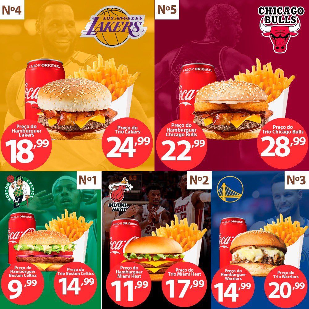 playoffburguers's tweet photo. Venha saborear nosso hambúrguer artesanal 🏀🍔🥓🍟🥤✅

01 Boston celtics
02 Miami heat
03 Golden state warriors 
04 Los angeles lakers 
05 Chicago Bulls 

#playoffburgers #Rio #jpa #nba https://t.co/79MP0KcDm7