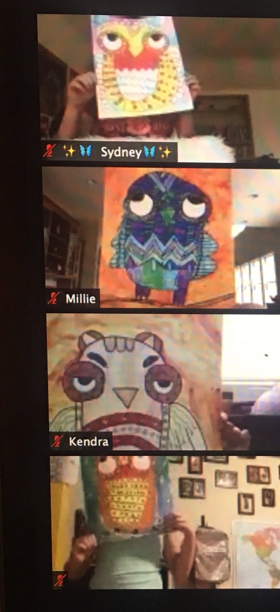 Our 2nd grade owls have plenty of color, tons of patterns, and a ‘lil attitude!  Love these! ⁦<a href="/otmonarchs/">Oak Terrace School</a>⁩ #somosot #112leads