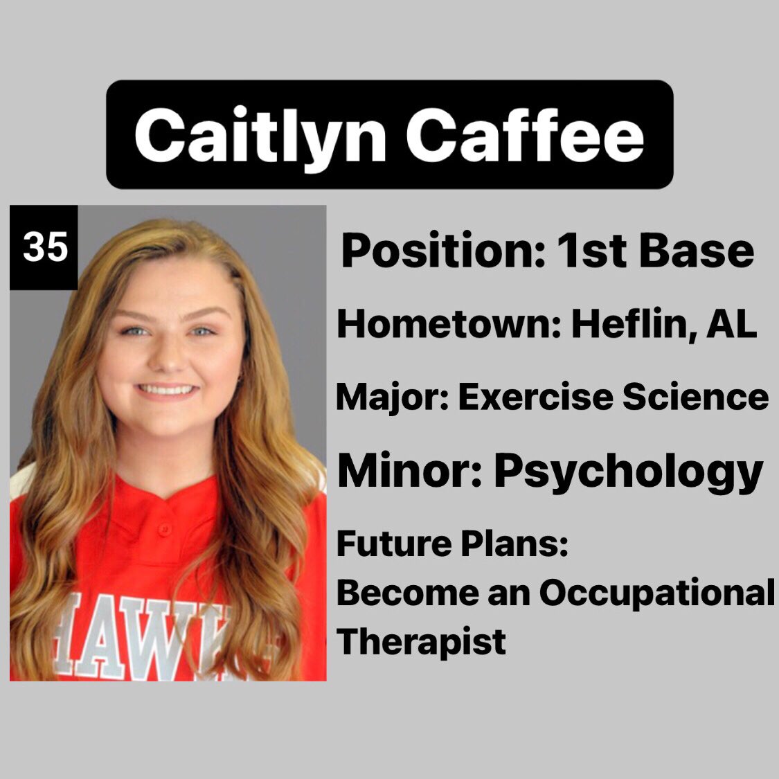 HCHawksSoftball's tweet photo. Meet the seniors, Caitlyn Caffee edition #seniortakeover https://t.co/SebQz3iO14
