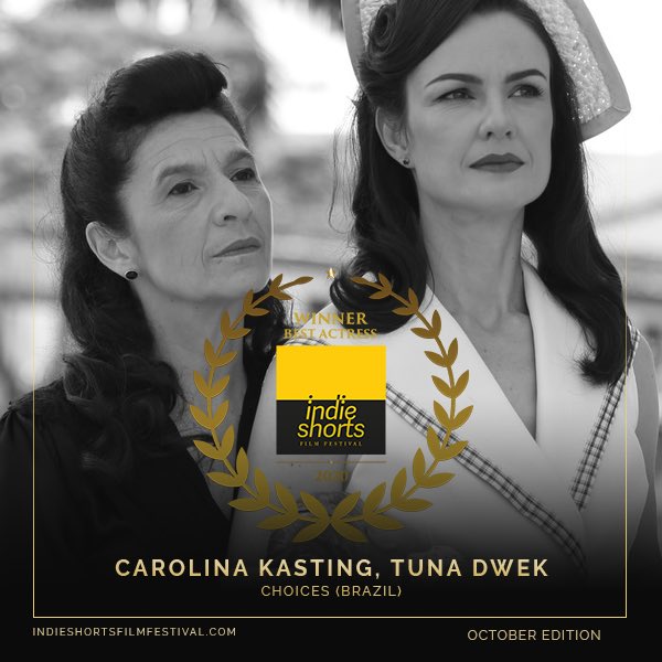 ShortsFilm's tweet photo. Congratulations to Caroline Kasting and Tuna Dwek for winning Best Actress award in ‘Choices’. A film by Ivann Willig which also won Best Drama and Best Costume Design awards. 
. 
.

#filmfreeway #filmmaker #filmfestival #awardswinners #indieshortsfilmfestival https://t.co/Q9wCYNINPo