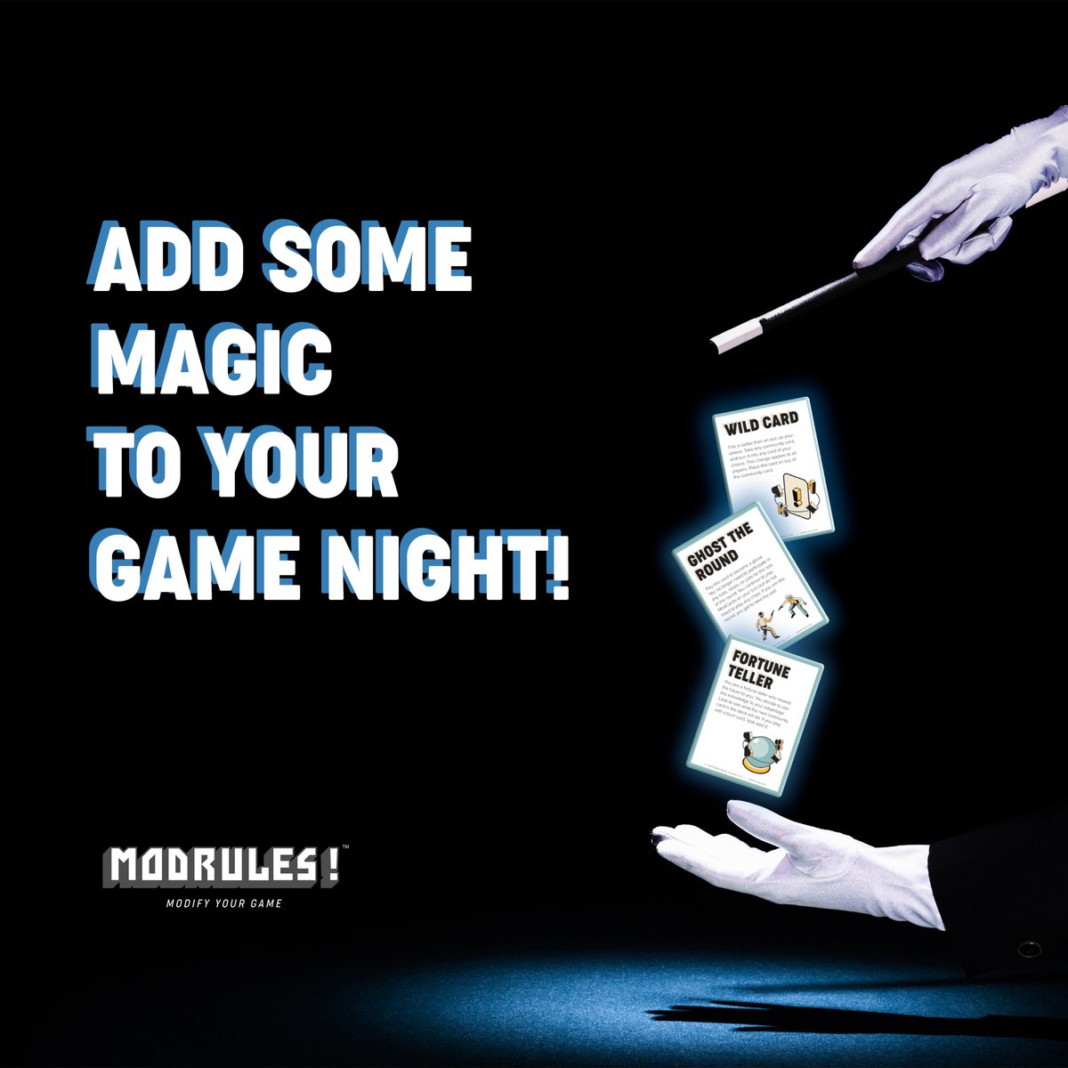 ModRulesGames's tweet photo. #MODbracadabra (bet you’ve never seen that hashtag before!) 🔮 Kinda like how you’ve never seen a game of #Poker played like this ✨ We're live on #Kickstarter 😎 https://t.co/VwrCxOOTGf https://t.co/bG92GbUlCI
