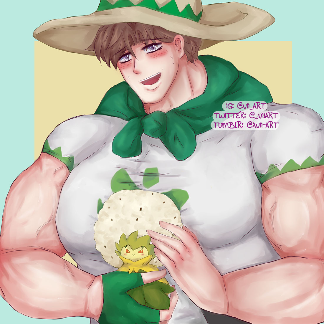 _VIIArt's tweet photo. 3/4- Theodore cosplaying as Milo! 🌻 My sweet big big boy holding his Eldegoss with care~♥
#myoc #myoriginalcharacter #mycharacter #pokemonmilo #ArtistOnTwitter #bara https://t.co/ERjAgvvePa