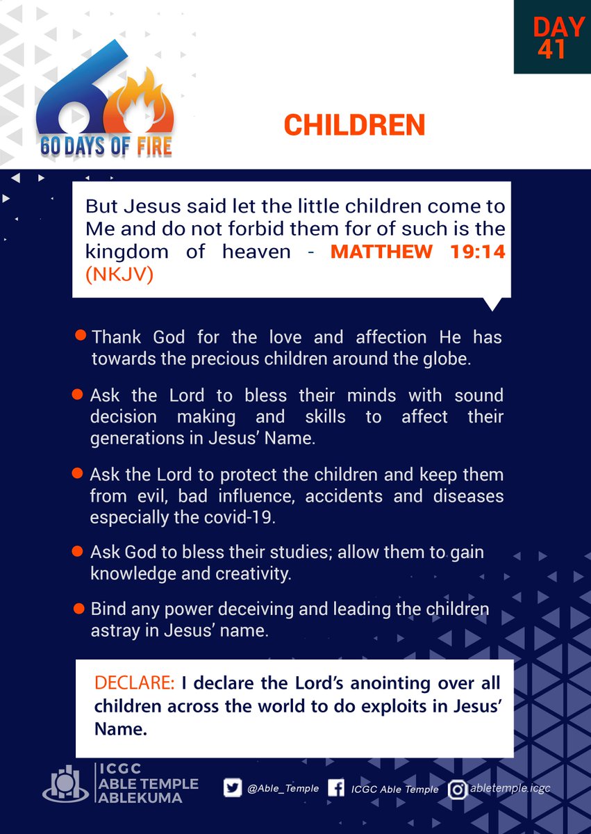 Able_Temple's tweet image. Day 41
#Children
#60DaysofFasting 
#ICGCAbleTemple 
#WeAreICGC