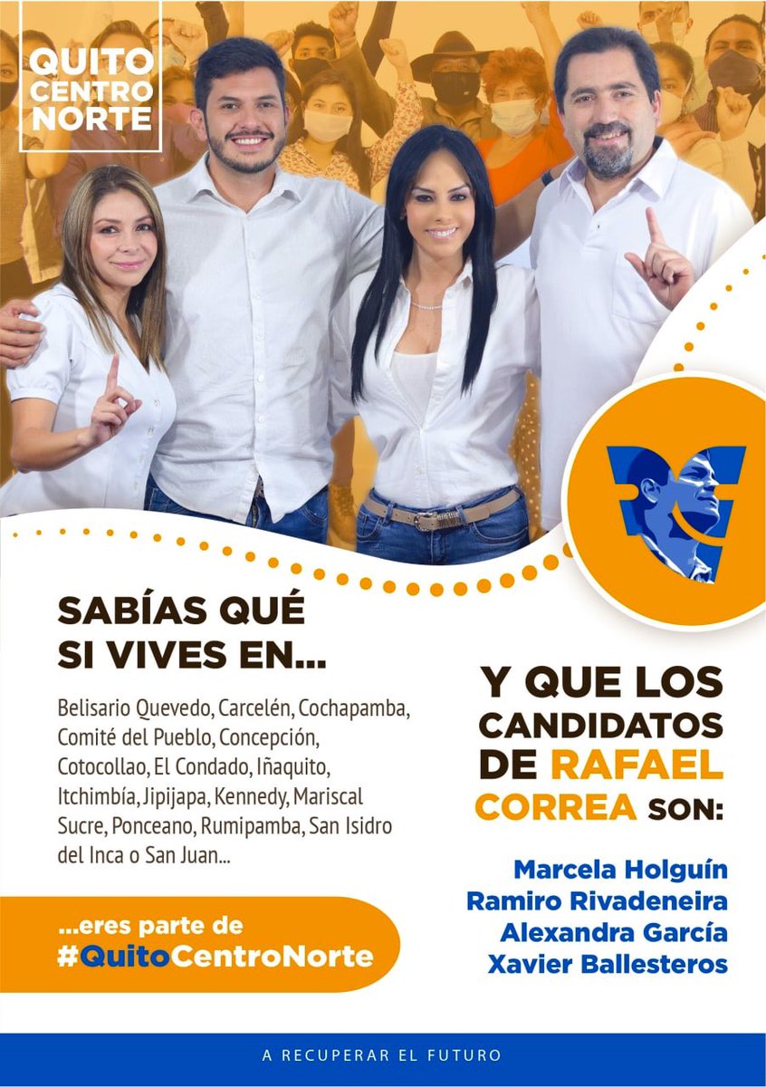 marcelaholguin's tweet photo. En #PichinchaEs1 🧡🧡🧡16 parroquias se suman a un sueño! Aquí nace el país de los trabajadores🇪🇨, de justicia para el pueblo humilde👩‍🔧, de oportunidades☀️ para nuestros jóvenes. No lo olviden estos son los candidatos de @MashiRafael en #QuitoCentroNorte. https://t.co/LTCeNoSWNF