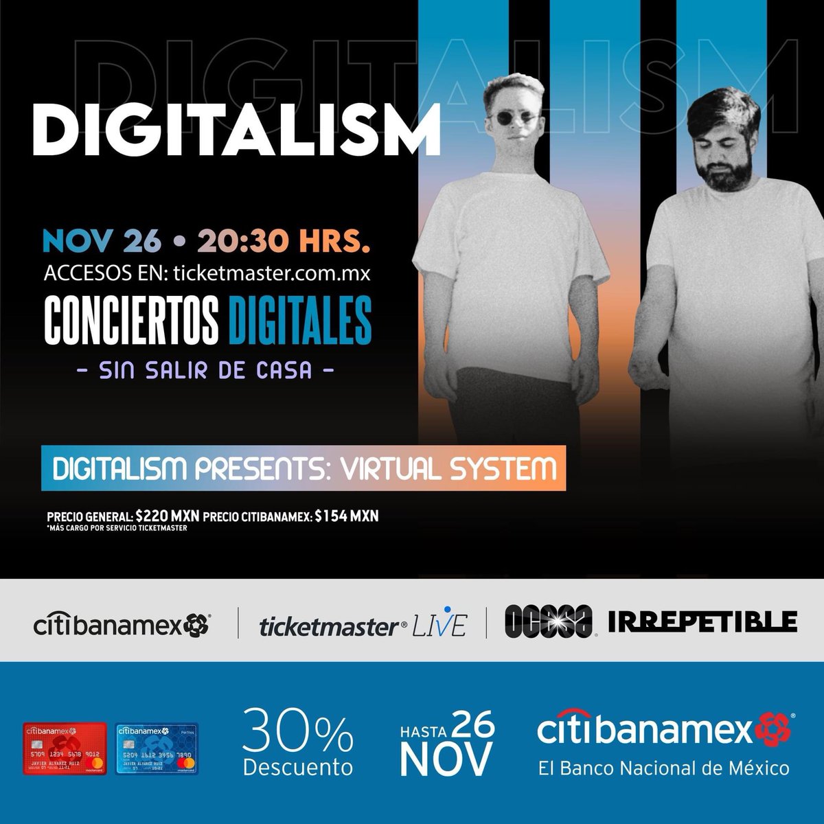 Tiqfun's tweet photo. .@digitalism • #ConciertosDigitales • @ocesa_total • #VirtualSystem noviembre 26, 20:30 de la noche • Boletos en @Ticketmaster_Me. 

#Ocesa #OcesaIrrepetible #Irrepetible https://t.co/K4whqouVFU