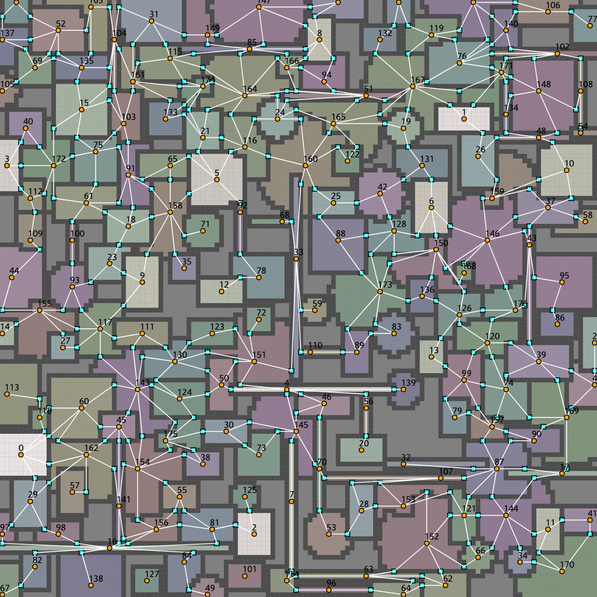 Just playing around today. (procedural dungeon generation)