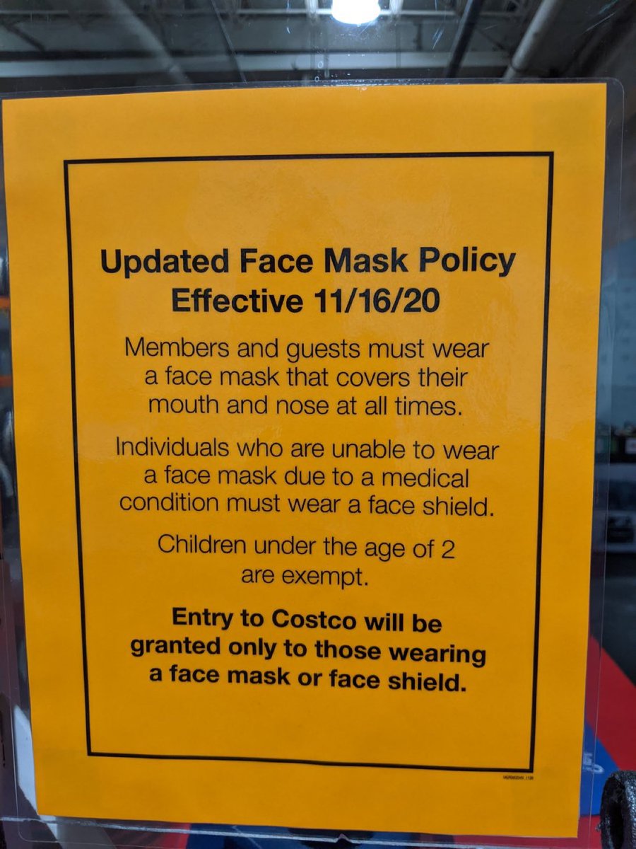 FACE SHIELDS NOT GREAT for  #COVID19: Costco says wear “mask **or** face shield”—worrisome. Face shields don’t stop airborne aerosols.“Nearly all of aerosols were coming around the side of shield & reached nearly the same distances as without wearing anything.” says study. 