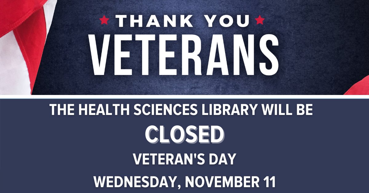OSUhsl's tweet photo. In observance of Veteran's Day, the Health Sciences Library will be closed on Wednesday, November 11, 2020.
#VeteransDay #ThankYouForYourService #osuhsl #OhioStateHSL https://t.co/zOfn7dvn3k