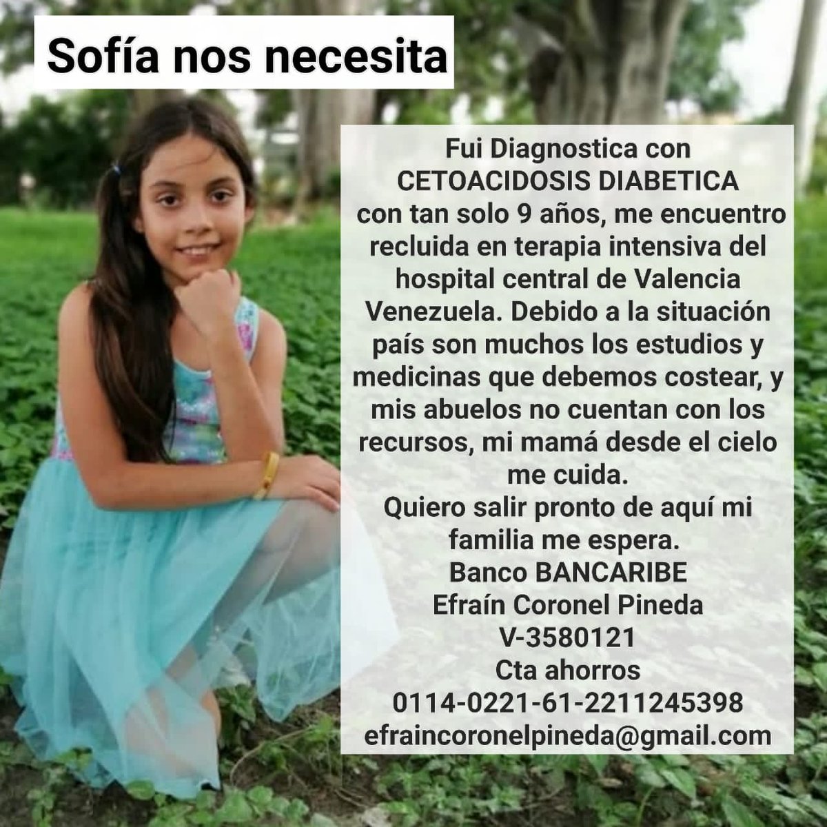 imar_c's tweet photo. Por favor den Rt. Es una linda niña y necesita ayuda. @Juliococo @soniachocron @kiara_true https://t.co/s10xK5a2Xy