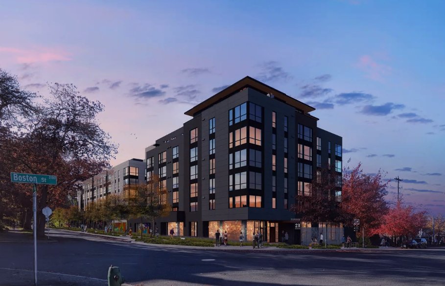 Here are three of the four corners. Different feel from each building.