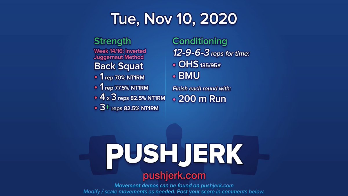 PushJerk's tweet photo. Tue, Nov 10, 2020 โข https://t.co/46IJmcscNo
#garagegym #homegym #crossfit #wod ๐ #juggernaut ๐ฟ #squats ๐ #ohs ๐๏ธโโ๏ธ #barmu โ๐ช #run ๐๐ป https://t.co/frLQ0Oz5in