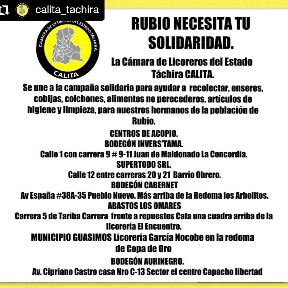 fevelif1's tweet photo. #CamaraDeLicorerisDelEstadoTachira #SolidaridadConNuestrosHermanosDeRubio https://t.co/GkIYQPxOXj