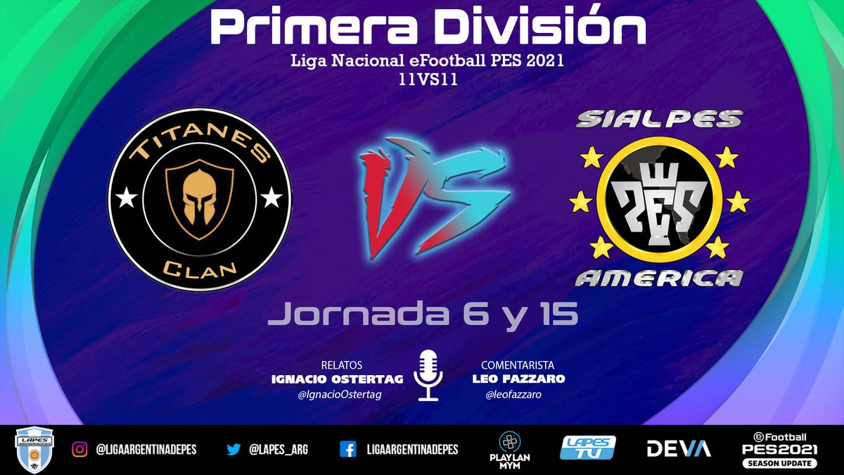 IgnacioOstertag's tweet photo. ¡Ya se viene una nueva jornada de @LAPES_ARG con dos partidos #Trepidantes!
#Titanes vs #SiAlPES
#Troya vs #PanicEsports
#eFootballPES2021SEASONUPDATE #PESnosUNE #COop #Gaming #Esports https://t.co/fKWufLHRED