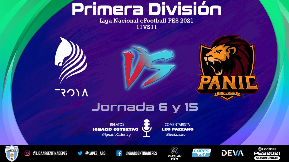 IgnacioOstertag's tweet photo. ¡Ya se viene una nueva jornada de @LAPES_ARG con dos partidos #Trepidantes!
#Titanes vs #SiAlPES
#Troya vs #PanicEsports
#eFootballPES2021SEASONUPDATE #PESnosUNE #COop #Gaming #Esports https://t.co/fKWufLHRED