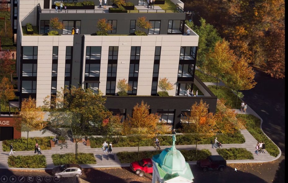 Trees in this rendering are a little faded for visibility but there will be a double row, creating a relatively lush landscape. Voluntary setbacks account for loss of 30% of allowed zoning.