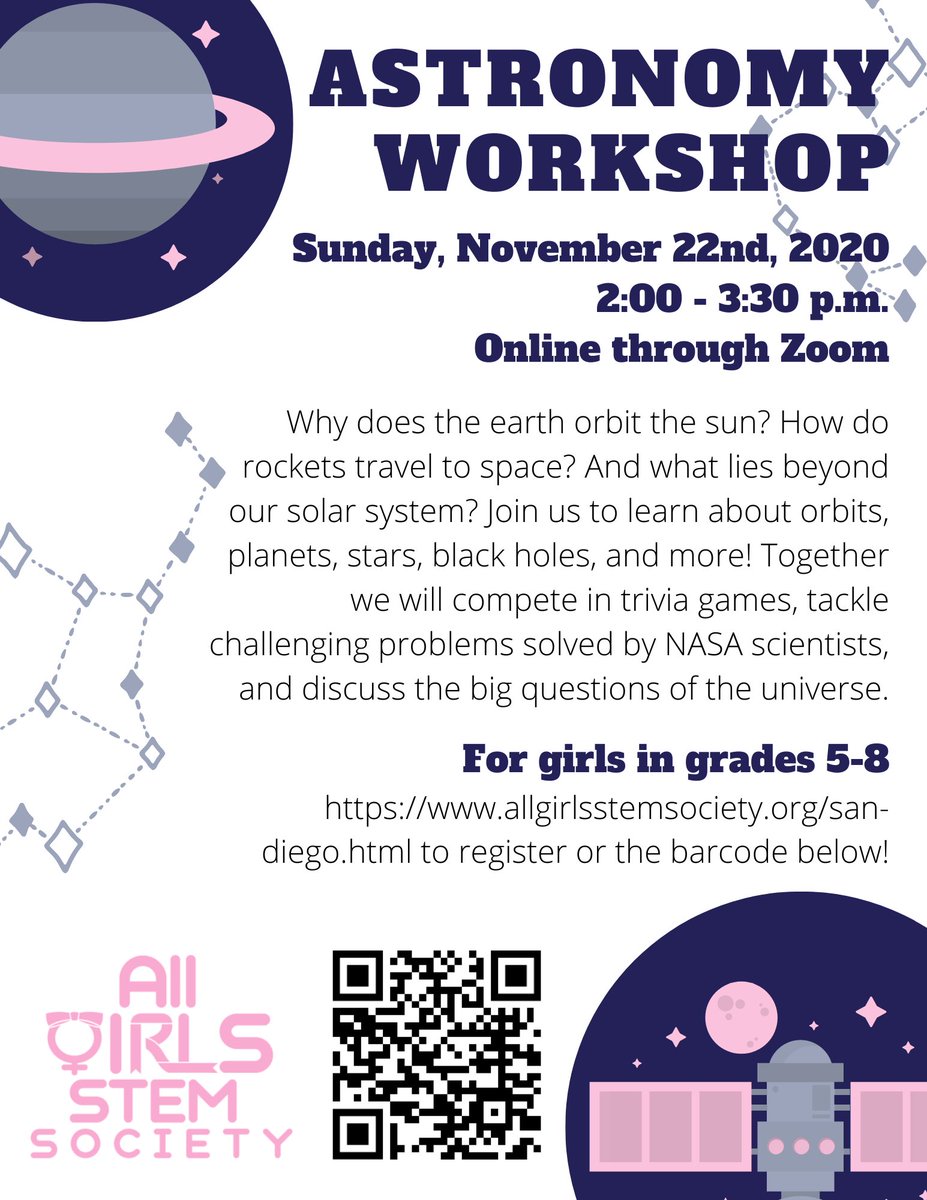 It’s written in the stars that you’re going to join us for our next workshop✨ Learn about the universe and pretend to be a NASA scientist for the day. Sign up by using the link in our bio or scanning the QR code.

#womeninstem #girlpower #astronomy #agss