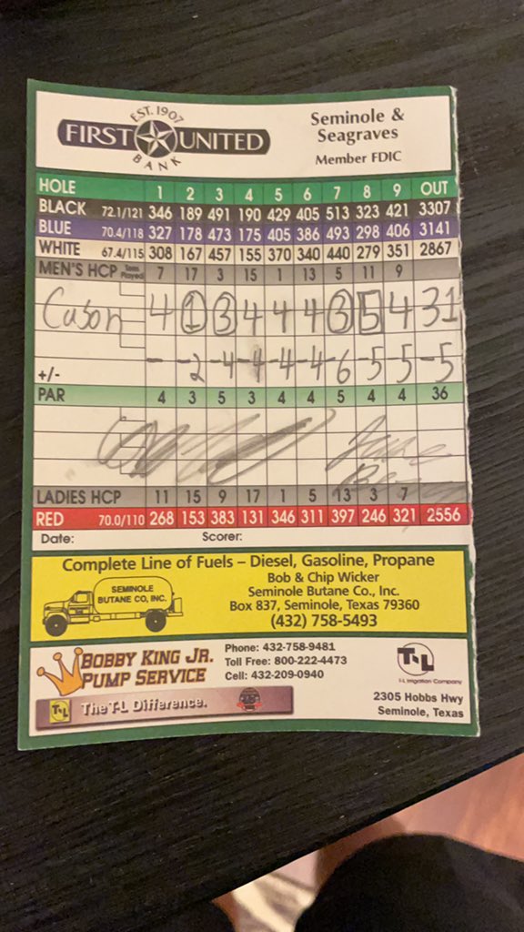 CasonJohnson6's tweet photo. What a day! 2nd hole in one with 3 total eagles. Not enough sunlight for the back nine! @jjkilleentcu @RiceGolf @TexasTechMGolf @MeanGreenGolf #holeinone #31 https://t.co/ouVDquCphy