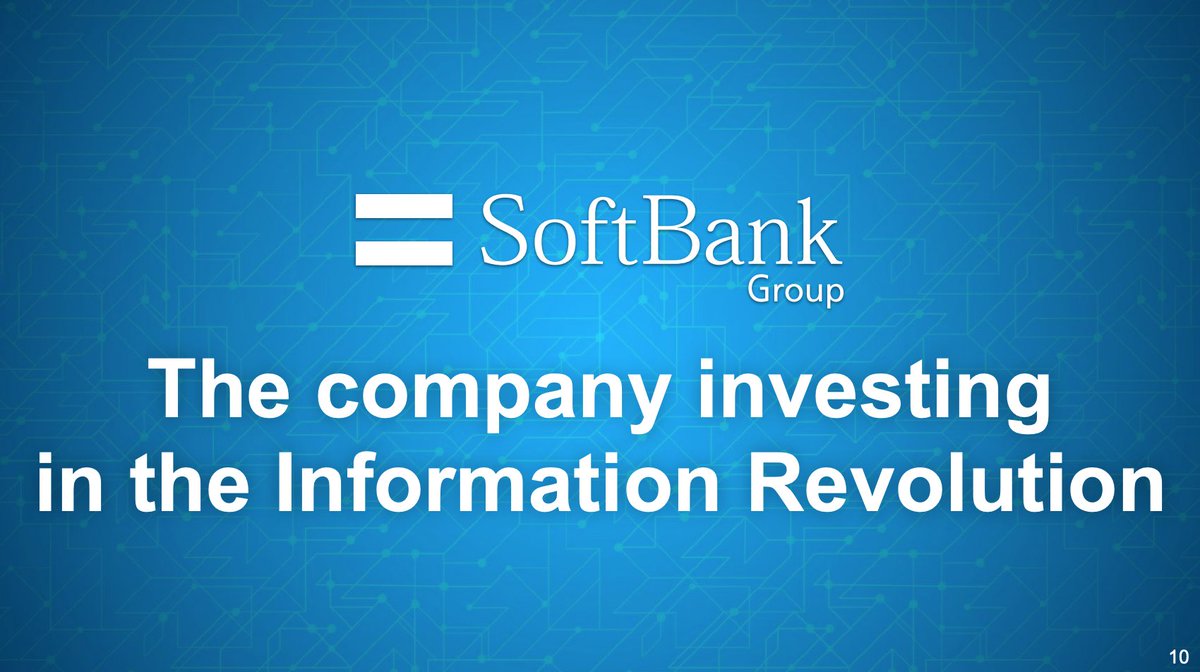 2/n"What is SoftBank?" investors ask.Masa insists the company mission has not changed since Day 1 - they have always invested in the Information Revolution.For example, in 2008 Masa saw mobile Internet and Asia Internet as the future."I think I was right!" he jokes.