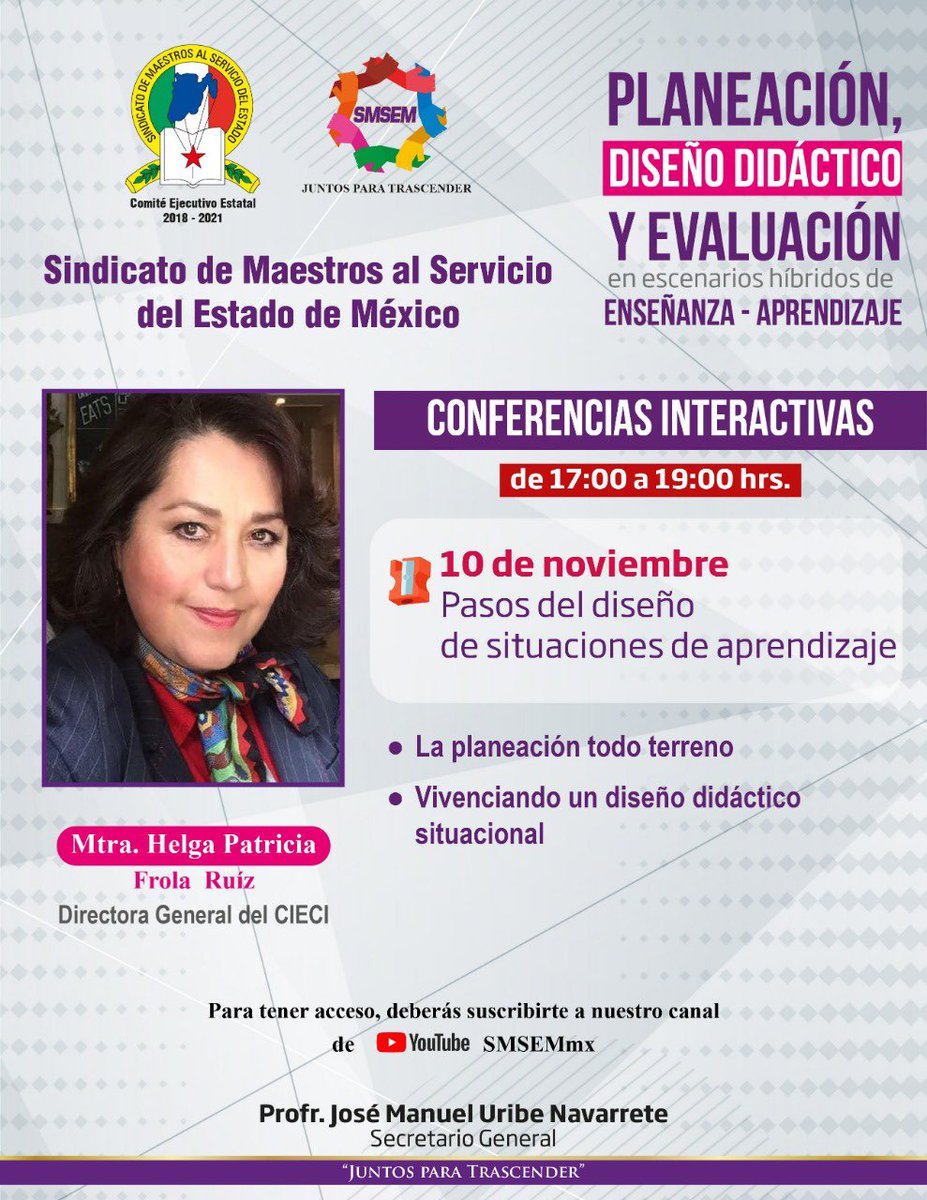 SMSEMmx's tweet photo. El día de mañana la Mtra. Helga Patricia Frola, nos platicará sobre los pasos del diseño de situaciones de aprendizaje. 

¡No te lo pierdas! 

Recuerda suscribirte a nuestro canal de YouTube SMSEMmx. https://t.co/Zh0DAHtZI0
