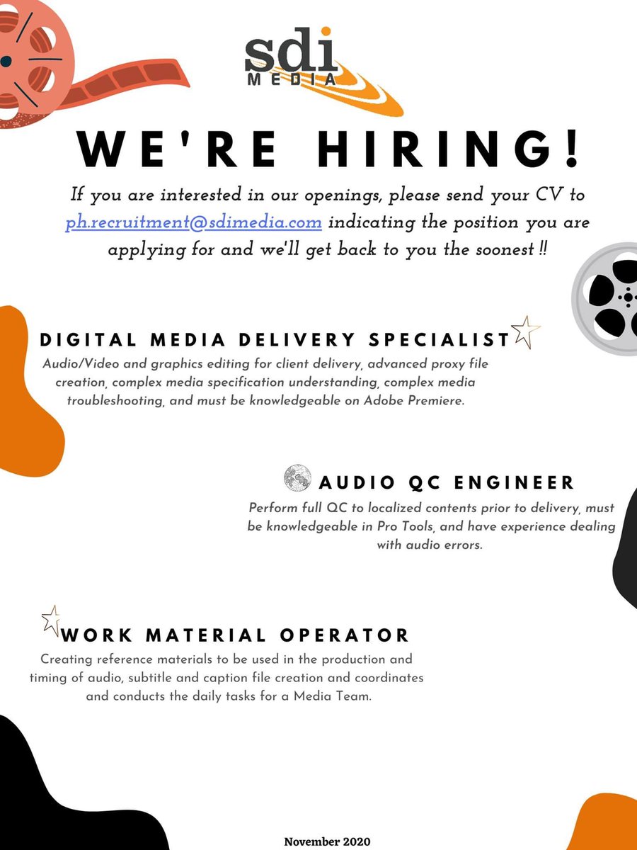 sethalousesalim's tweet photo. Do you want to work in a media company??? 💖🎥 DROP YOUR CV NOW!📩 #Hiring #media #jobs #JobSearch #ApplyNow #hiringnow #hiringph https://t.co/6luPbRgvVO