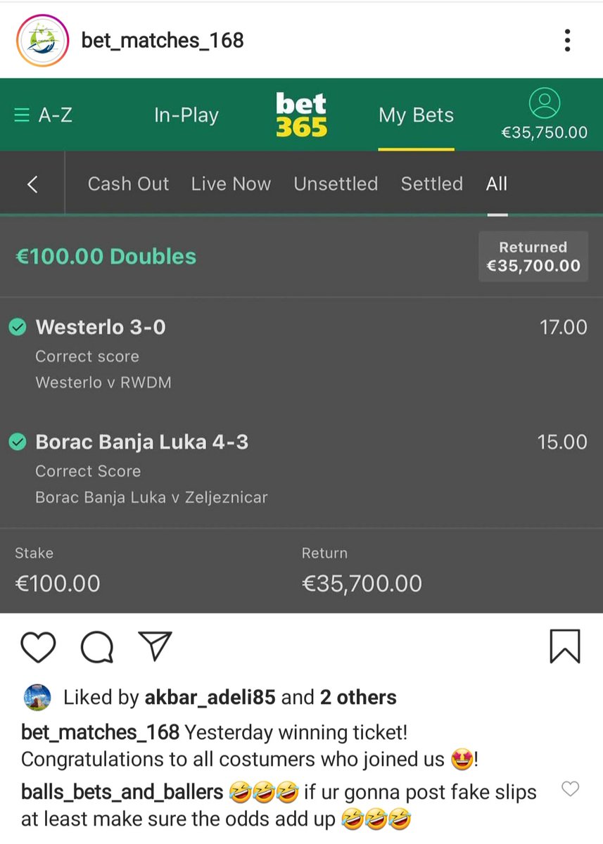 betting__stats's tweet photo. When the fake slip scammers can't even bother to get the odds and payout right thats just sheer laziness 🙄 🤣🤣
#fakebet #tippingscam #faketips #scammers #scam https://t.co/IeTx8A5jsZ