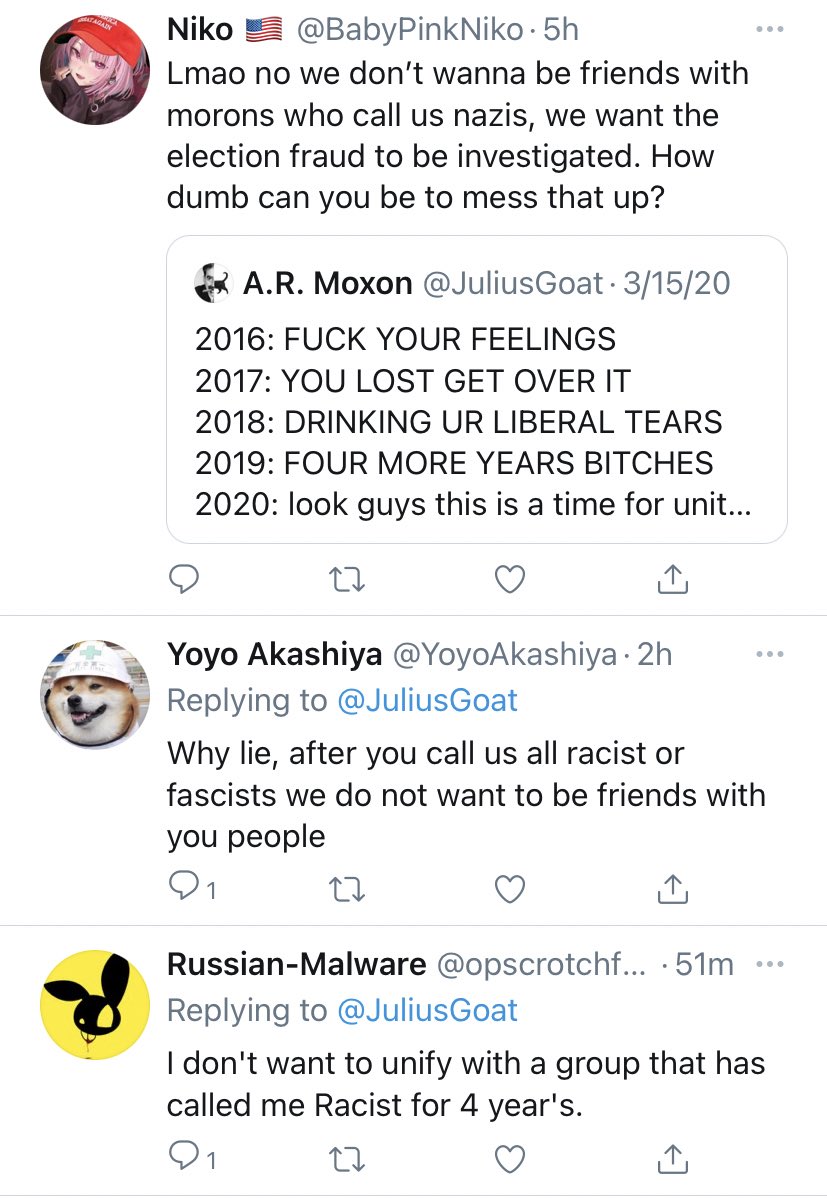 Take a look through the comments. There’s no fear of oppression there. Their lives aren’t threatened. They aren’t being menaced.They just resent being called what they are.