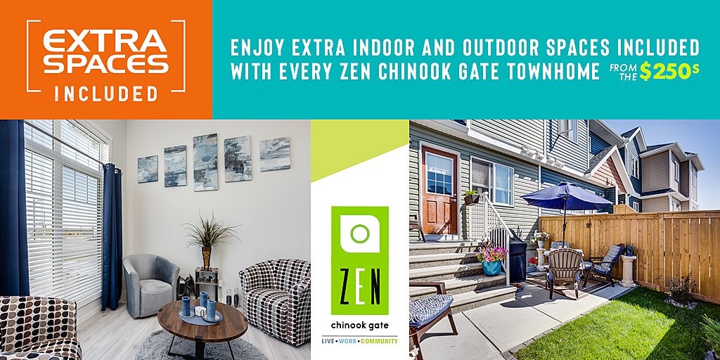 avalonMB's tweet photo. Enjoy extra indoor and outdoor spaces that come standard with every ZEN Chinook Gate #townhome. By far, the most affordable new #townhomes in #Airdrie starting from the $250s. https://t.co/4iVY6p7f3M

#yycre #fencedbackyard #liveworkspace #avalonmasterbuilder https://t.co/GbiYtTzXwE