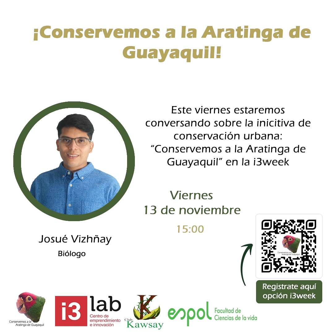josuevizhnay_'s tweet photo. Tenemos una nueva oportunidad para poder hablar sobre la iniciativa de conservación urbana en donde la ciencia y la divulgación científica son dos componentes importantes. Únete a esta charla para que conozcas sobre Conservemos a la Aratinga de Guayaquil 
#Loro #ADNESPOL https://t.co/pgFqN1W1kO
