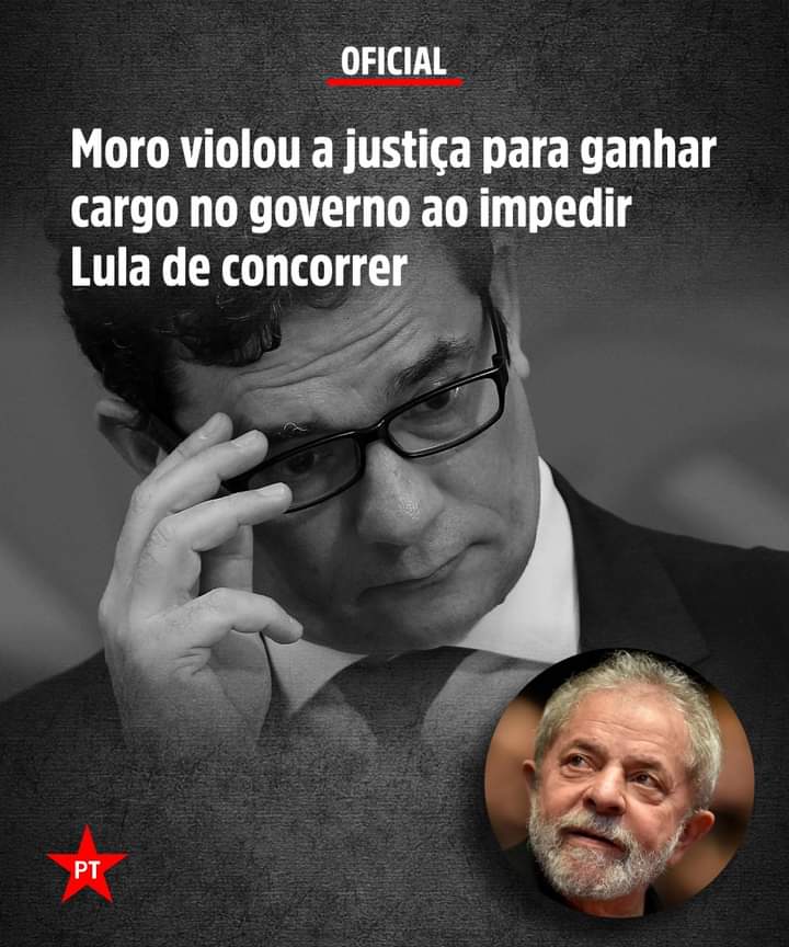 #MoroelegeuBolsonaro quando tirou Lula da disputa eleitoral, sem prova nenhuma, baseando sua sentença em convicçoes e um amontoado de mentiras