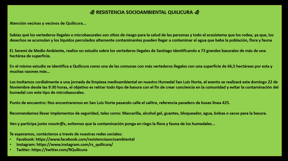 Resistencia Socioambiental Quilicura (@rquilicura) on Twitter photo 