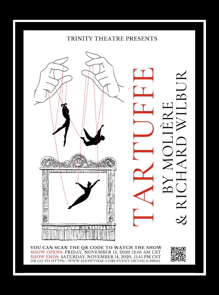 Moliére as you have never seen him! Fully filmed over zoom and available this weekend the 13th &amp; 14th of November 🎭
Will be open to stream for 24 Hours.

Link to Tartuffe: showtix4u.com/event-details/…