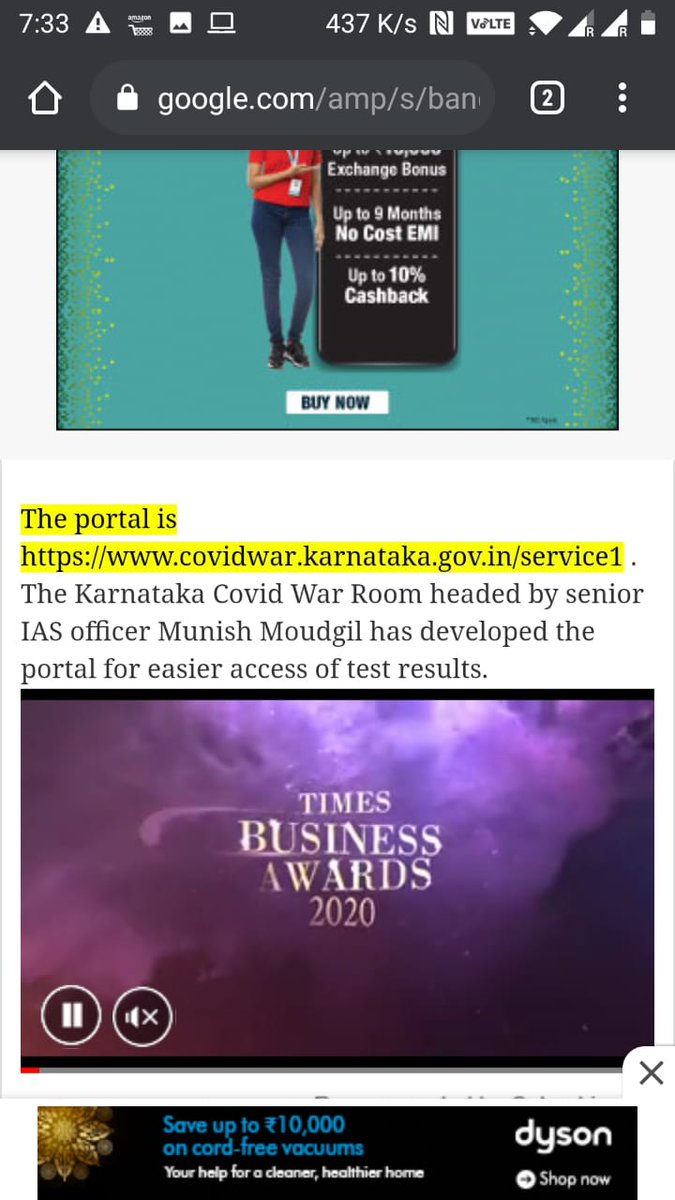 Now the waiting game begins. No text message/call for the next 2,3,4,5 days. Finally, I was pissed off and searched online if there is a way I can check my results manually. Luckily, the Karnataka Govt had created a portal to get that info. The portal  https://www.covidwar.karnataka.gov.in/service1&nbsp;