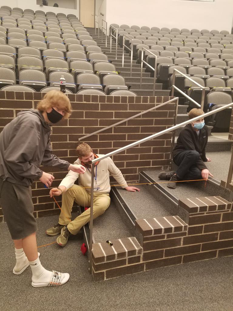 GeometryIn's tweet photo. Calculating the rise and run of the stairs at Andover High School today in GIC. #ahstrojanfam https://t.co/BK98QQQgdO