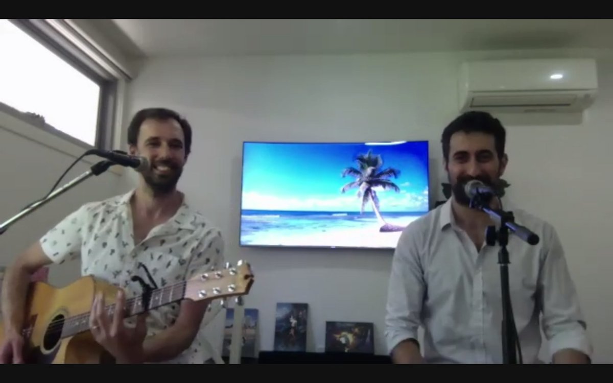 CMHLvic's tweet photo. LIVE MUSIC Cam and the Ambrose with Special Guest Rudi from Russia!! @CPNunimelb We are loving the lunchtime jam session. #2020Collab #Collab2020 https://t.co/hRyksArFS4