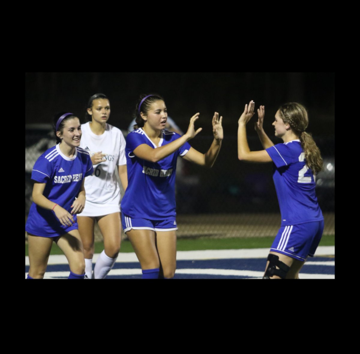 Final: Sacred Heart Lady Crusaders 4, West Jones Lady Mustangs 0.