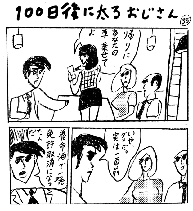 中断していた「100日後に太るおじさん」ですが、先日のユトレヒトのチンプラ似顔絵会でこの漫画で自分の存在を知ってくださったカッコいいミュージシャンの方がいて、そんなこともあるので続けようと思います。 