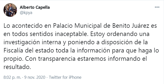 RuidoEnLaRed's tweet photo. Que no dio la orden de disparar la alcaldesa @MaraLezama 

Tampoco la dio el secretario de Seguridad, Alberto Capella. 

¿Entonces? https://t.co/EKXPKoWssv