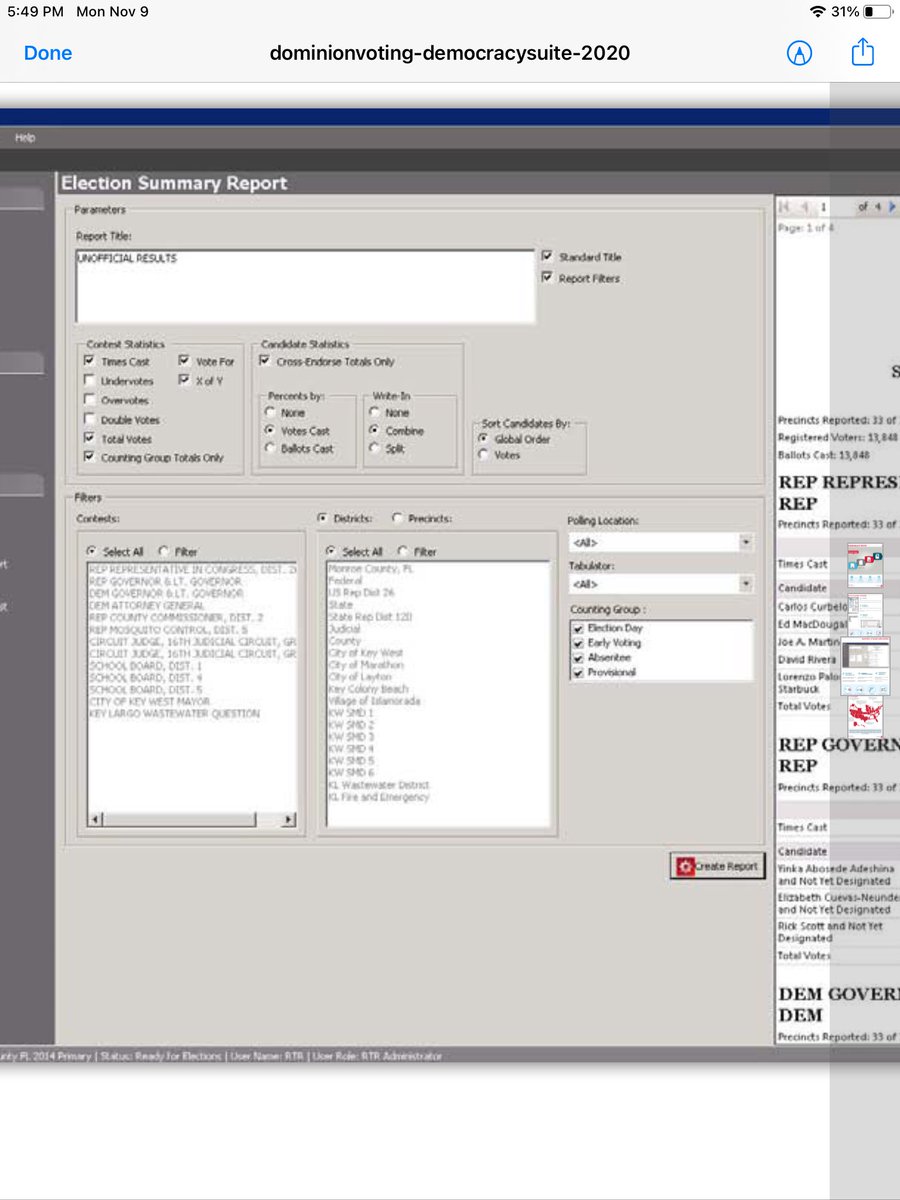 Look at all the options for generating Election Summary reports...