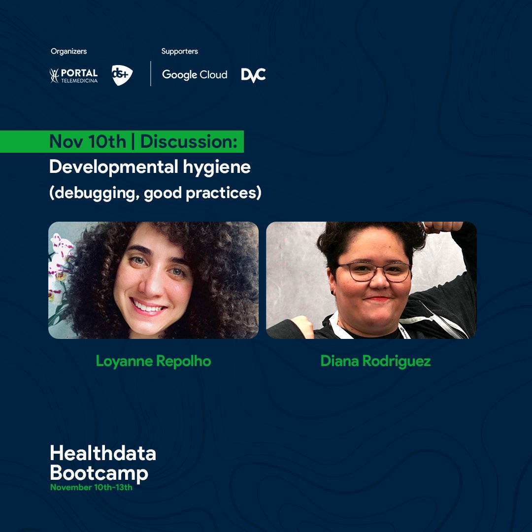 LoyanneC's tweet photo. @cotufa82 and I will be talking tomorrow about the development environment and good practices, what an honor and happiness to be together in this.
#HealthdataBootcamp #DataScience #machinelearning
@googledevbr @googlecloud @googlebrasil @portaltelemed @dadosesaude https://t.co/GgxTxTVntd