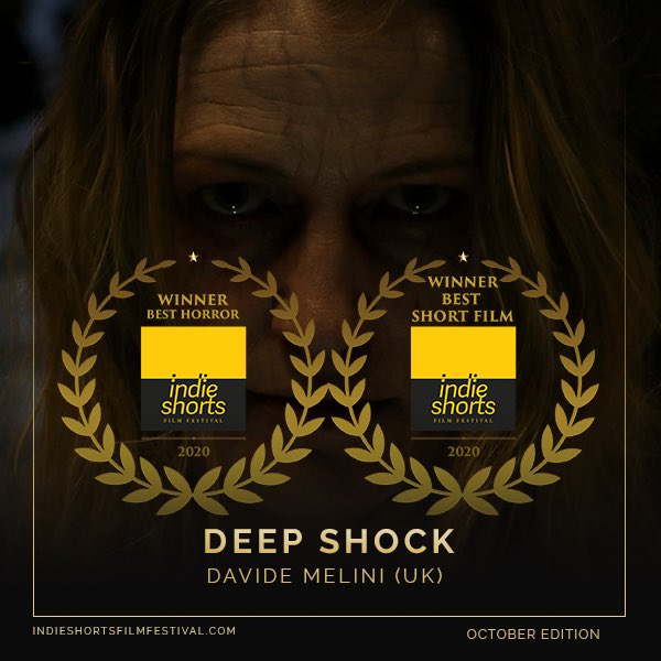 ShortsFilm's tweet photo. ... and the Best Short Film of the Month award goes to Davide Melini!! His film ‘Deep Shock’ won it big for the October edition. Best in Actor, Director, Cinematography, Editor, VFX, MUA, Sound Editing and Best Horror. Congratulations for an amazing work!! 
. 
.

#awardswinners https://t.co/77Xt3CTgzE