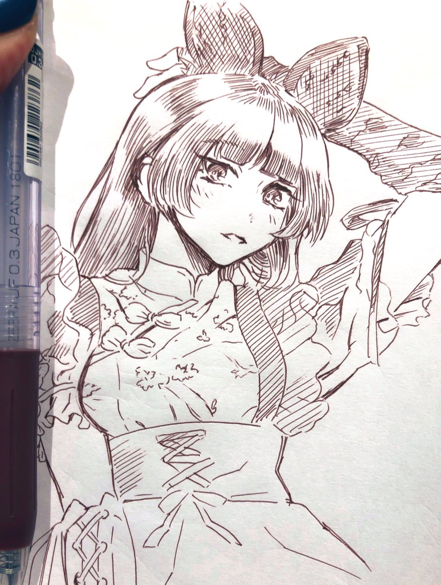 電車と待ち時間中に描いてた(((( '-' )))) 