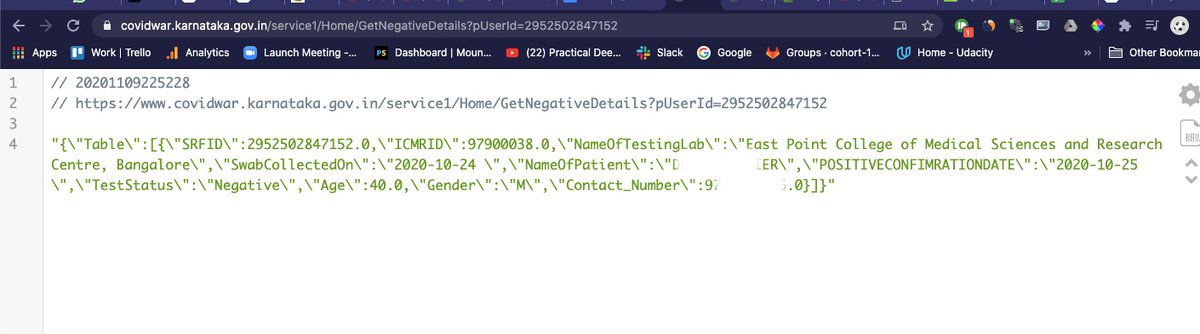 If the result is negative, another request is made to an API with SRF ID as a parameter. Here is the fucked up part. This API is public and it gives out all the personal details that they are not even showing on the website like contact no. Great Job guys!