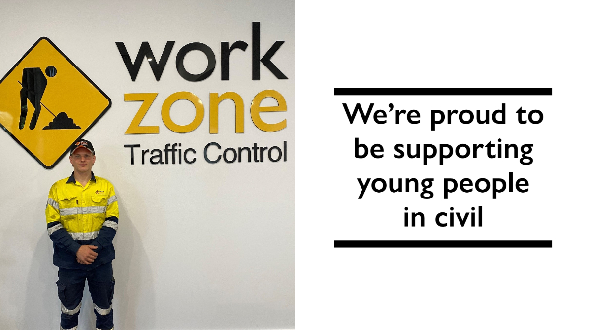 WorkzoneTraffic's tweet photo. We are happy to be supporting the @CCF__SA through their Civil Apprenticeships and Careers Division. 

Jack started with us in September 2020 as an apprentice and he is also studying a Certificate III in Civil Construction (Traffic Management). #apprenticeships #theworkzoneway https://t.co/mIYBVZrtUd