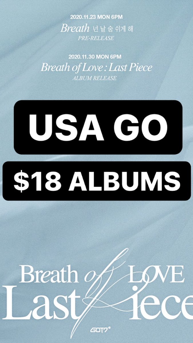 kpoptrades218's tweet photo. [KTOWN4U GOT7 BREATH OF LOVE GO] US ONLY

✨3 PAYMENTS: $18 ALBUMS + EMS + DOM
✨ DEADLINE: Nov 28, 11:59PM EST
✨PC/ALBUM SORTING
✨KTOWN PREORDER BENEFIT INC

https://t.co/1Z0T3gBl1i

#got7go #got7wtt #got7wts  #kpoptrade #kpopgo #got7trade #got7sell #got7sale https://t.co/NU9yp6YbHG