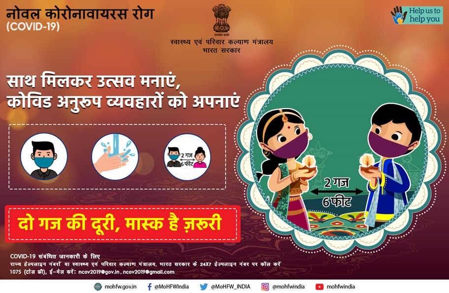 FinMinIndia's tweet photo. खुद को और अपने प्रियजनों की सुरक्षा का ध्यान रखें। जब भी घर से बाहर जाएं मास्क पहनें, हाथ धोएं और दूसरों से उचित दूरी बना कर रखें। 2 गज की दूरी, मास्क है ज़रूरी। 

#Unite2FightCorona https://t.co/SoLbGp6xrI
