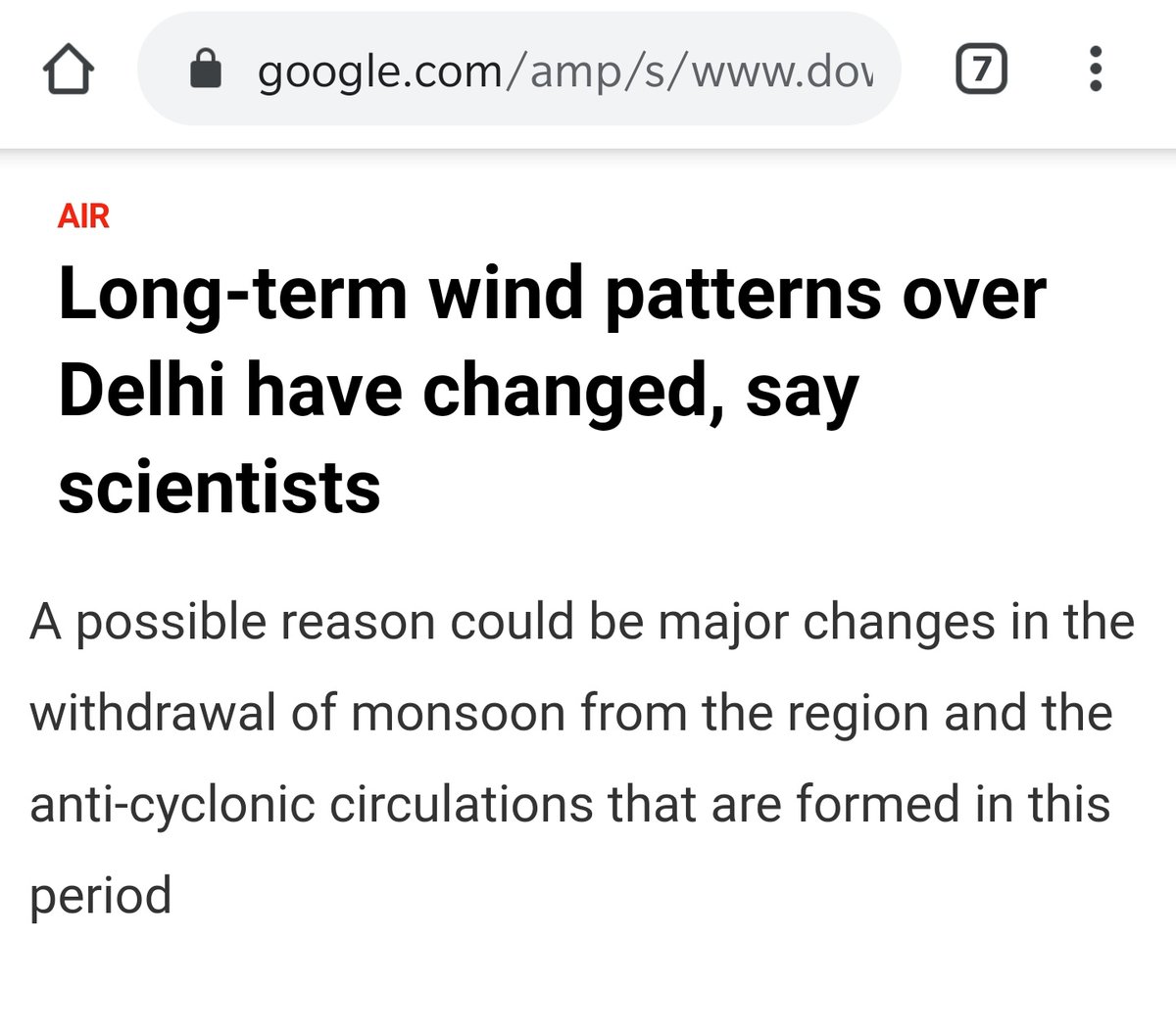 The studies says the withdrawal of monsoon from the northern region and specific location of Delhi on the path leads to flow of winds from Punjab and Haryana region during 1st fortnight of November.8/n https://www.downtoearth.org.in/news/air/long-term-wind-patterns-over-delhi-have-changed-say-scientists-62126